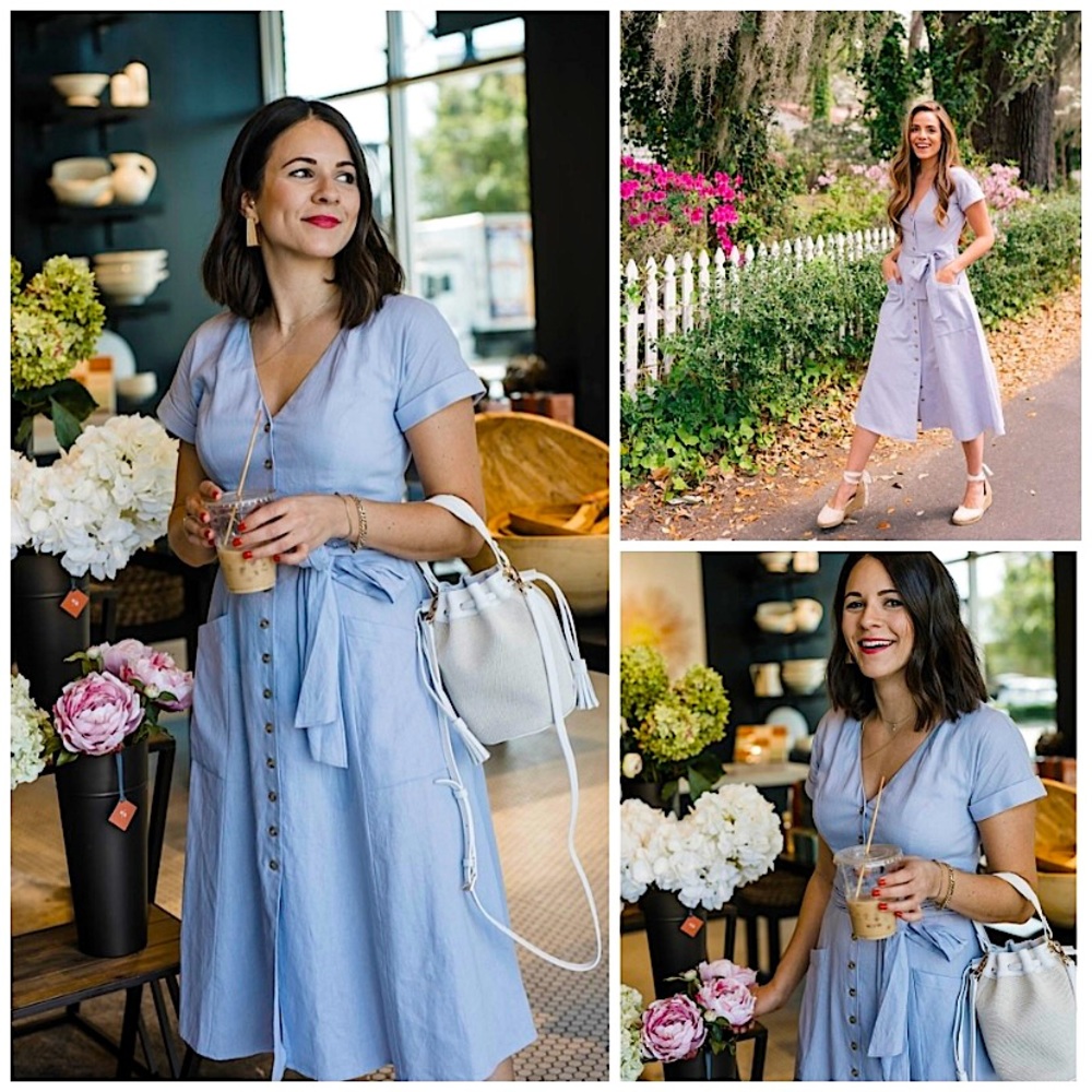 Gal Meets Glam Linen Midi Dress Coastal Classic Casual Wedding Guest